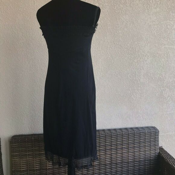 Maternal America Womens Dress Sz S Black Strapless Mesh Lace Trim Maternity - Picture 2 of 7